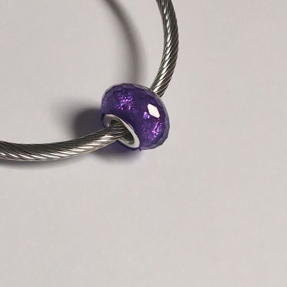 Purple Sparkly Charm for Pandora Style Bracelet - Picture 4 of 4